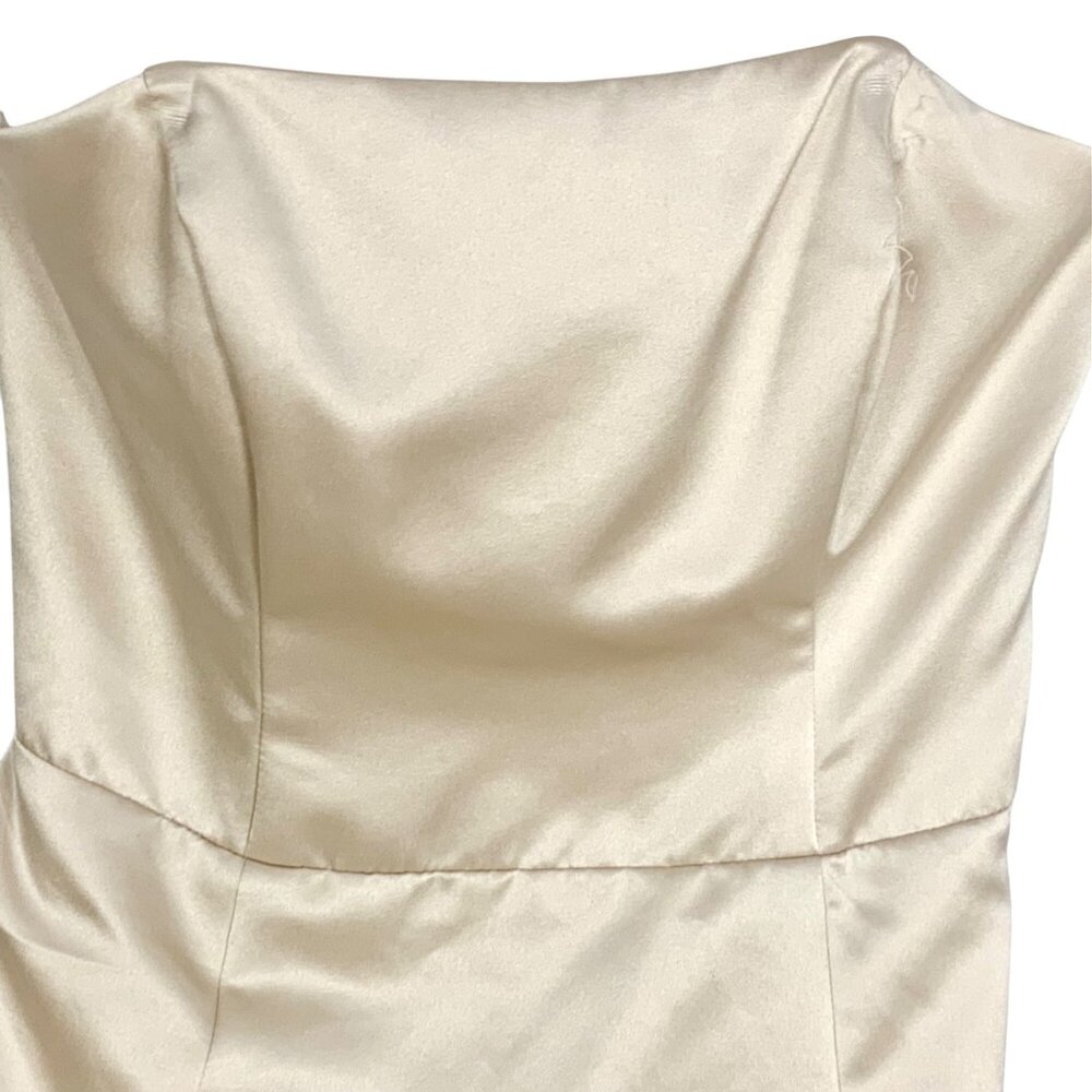 Davids Bridal Strapless Satin Pick-Up Skirt Ball Gown Wedding Prom Champagne S - Picture 3 of 9